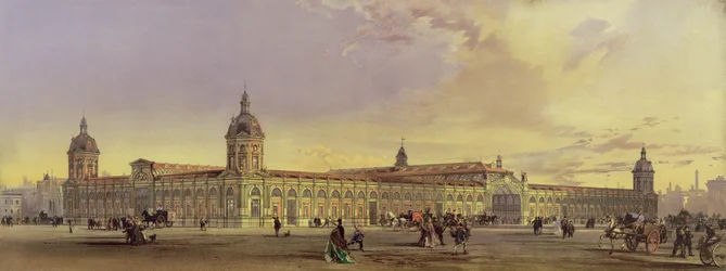 Der Metropolitan Fleisch- und Geflügelmarkt, Smithfield, London, 1868, nach einem Gemälde des Architekten